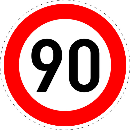1 pièce panneau de signalisation "Limite de vitesse maximale 90 km/h" – 2-15 cm – F-Verk-274-59