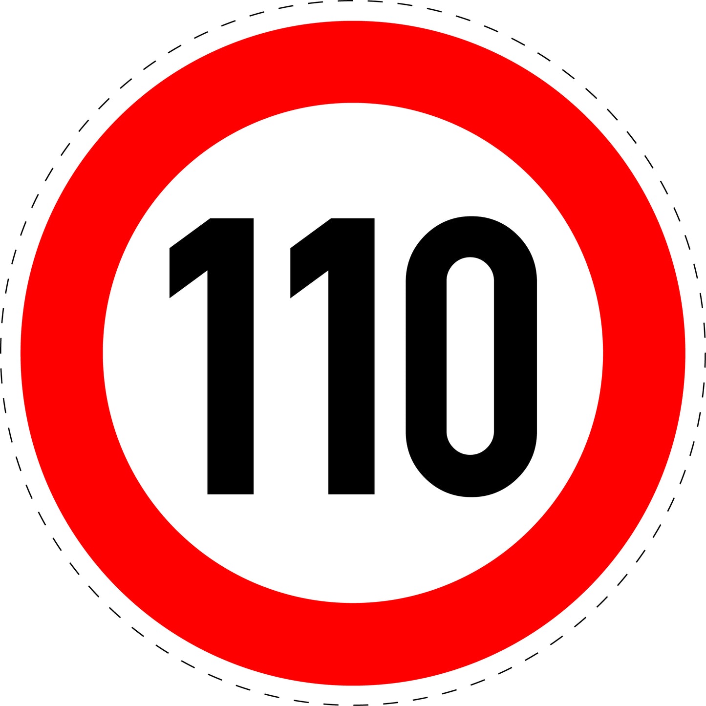 1 pièce panneau de signalisation "Limite de vitesse maximale 110 km/h" – 2-15 cm – F-Verk-274-61