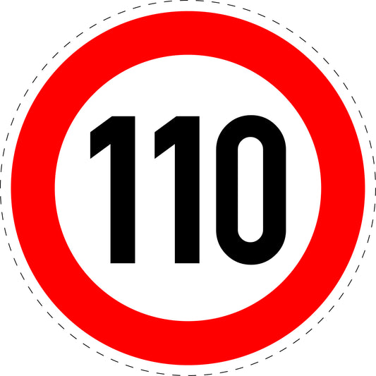 1 pièce panneau de signalisation "Limite de vitesse maximale 110 km/h" – 20-70 cm – F-Verk-274-61