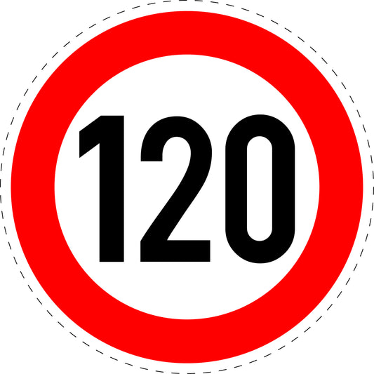 1 pièce panneau de signalisation "Limite de vitesse maximale 120 km/h" – 2-15 cm – F-Verk-274-62