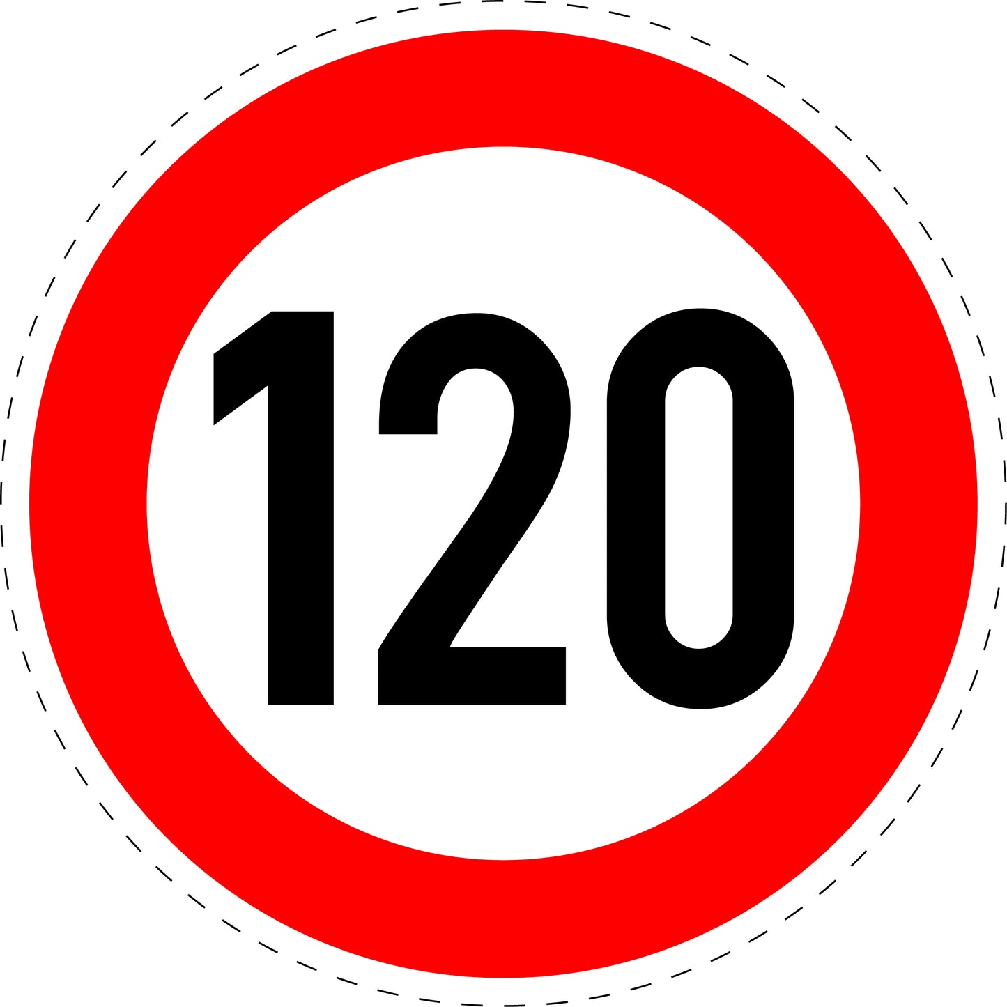 1 pièce panneau de signalisation "Limite de vitesse maximale 120 km/h" – 20-70 cm – F-Verk-274-62