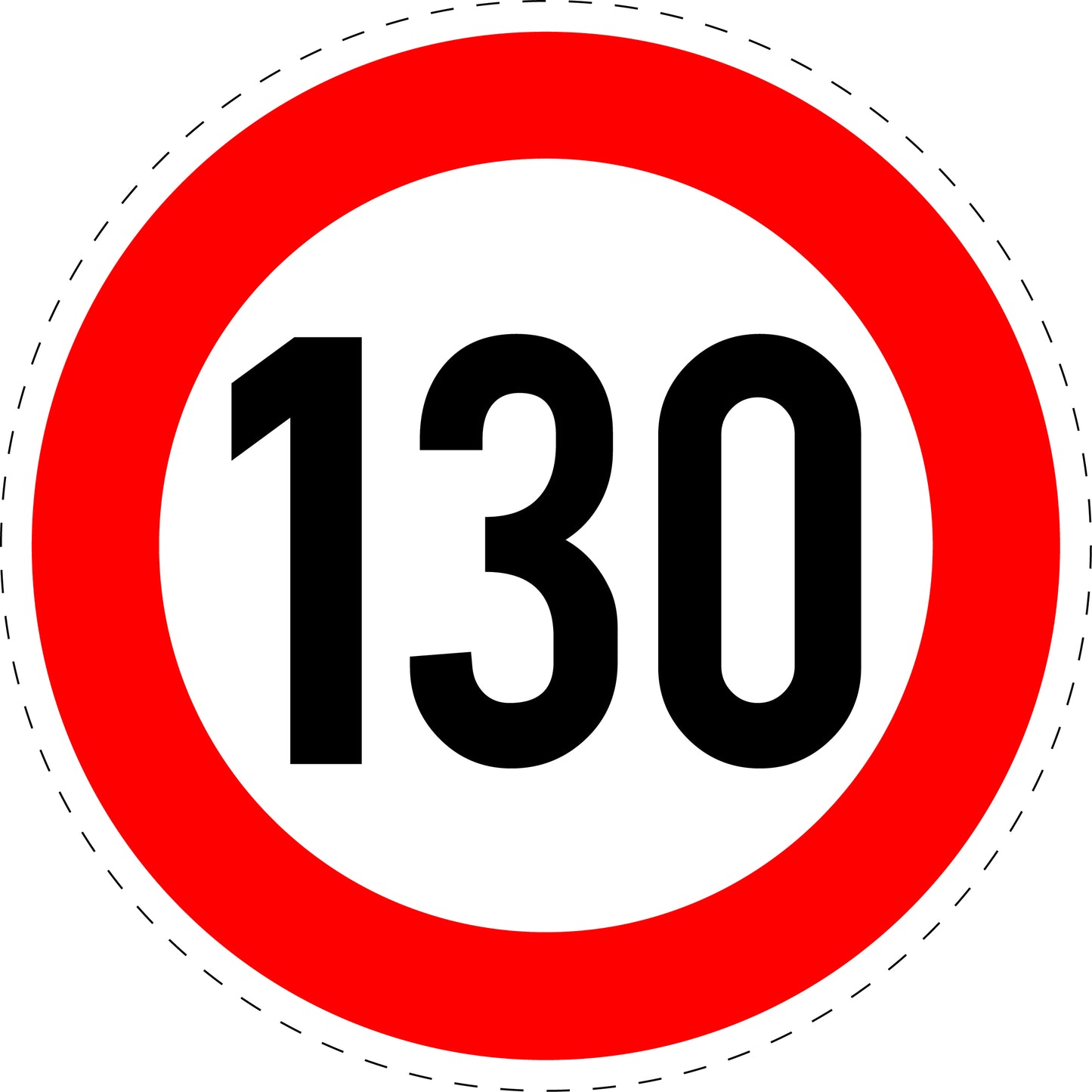 1 pièce panneau de signalisation "Limite de vitesse maximale 130 km/h" – 2-15 cm – F-Verk-274-63