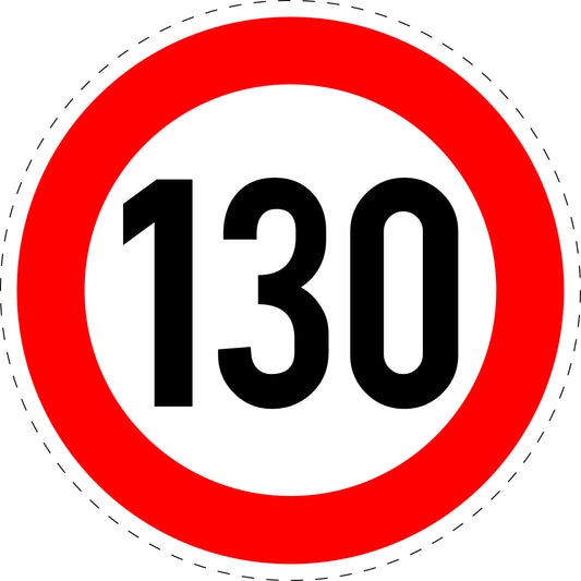 1 pièce panneau de signalisation "Limite de vitesse maximale 130 km/h" – 2-15 cm – F-Verk-274-63