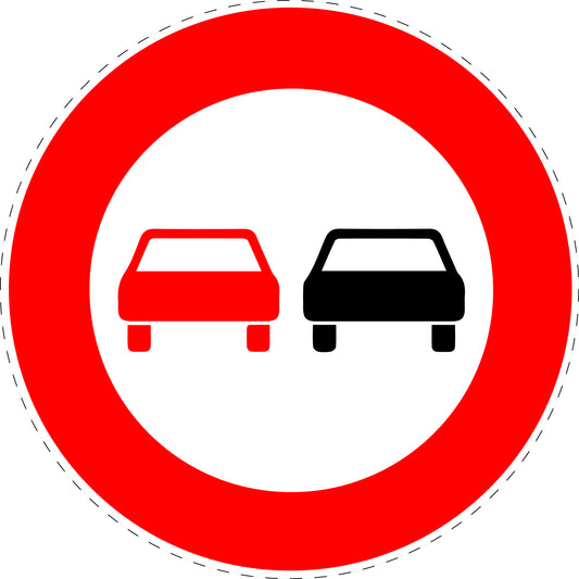 1 pièce panneau de signalisation "Interdiction de dépasser pour tous les véhicules motorisés" – 2-15 cm – F-Verk-276