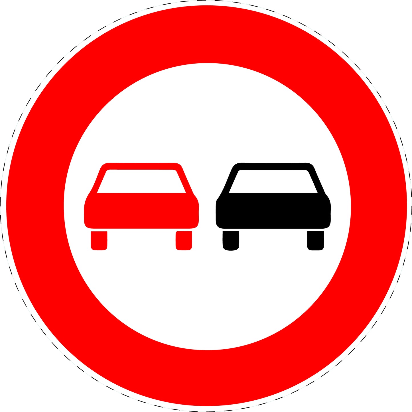 1 pièce panneau de signalisation "Interdiction de dépasser pour tous les véhicules motorisés" – 20-70 cm – F-Verk-276