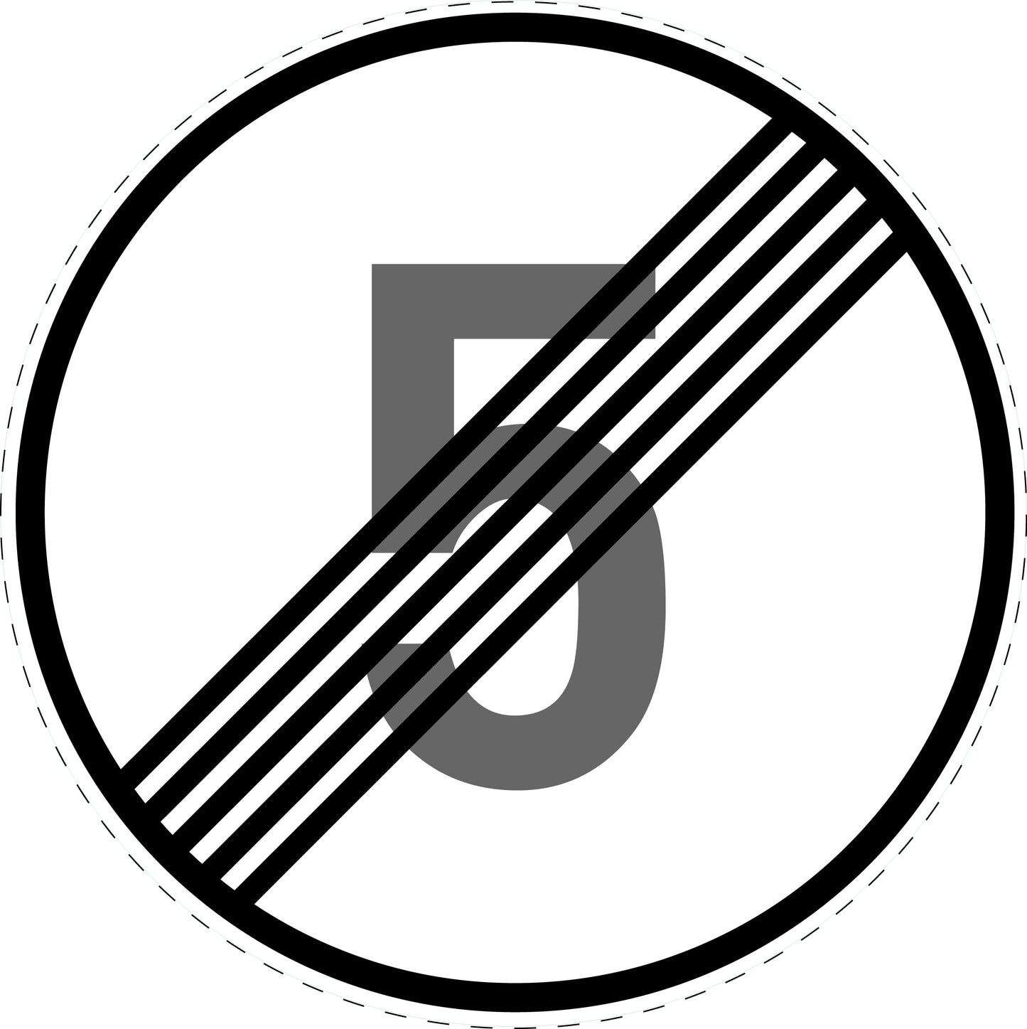 1 pièce panneau de signalisation "Fin de la limitation de vitesse 5 km/h" – 20-70 cm – F-Verk-278-50