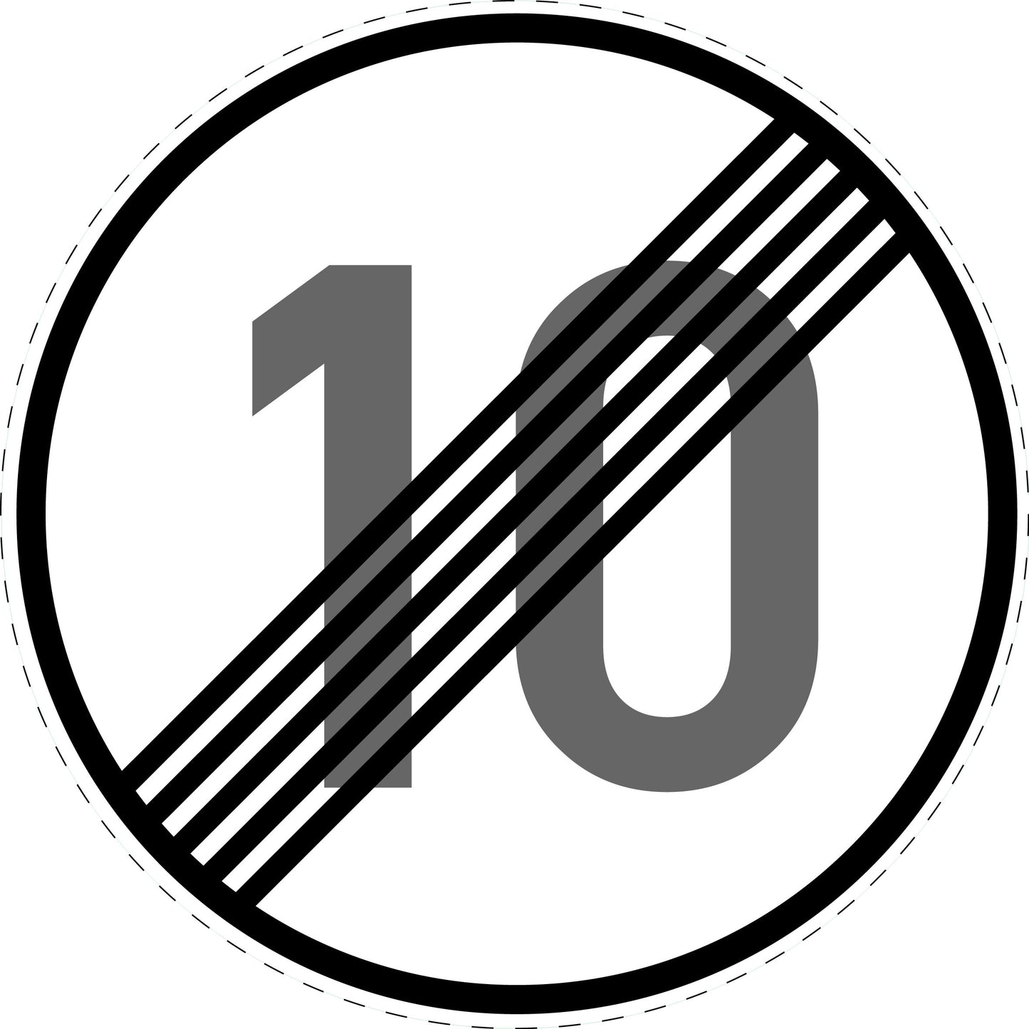 1 pièce panneau de signalisation "Fin de la limitation de vitesse 10 km/h" – 2-15 cm – F-Verk-278-51