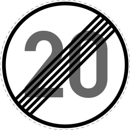 1 pièce panneau de signalisation "Fin de la limitation de vitesse 20 km/h" – 20-70 cm – F-Verk-278-52