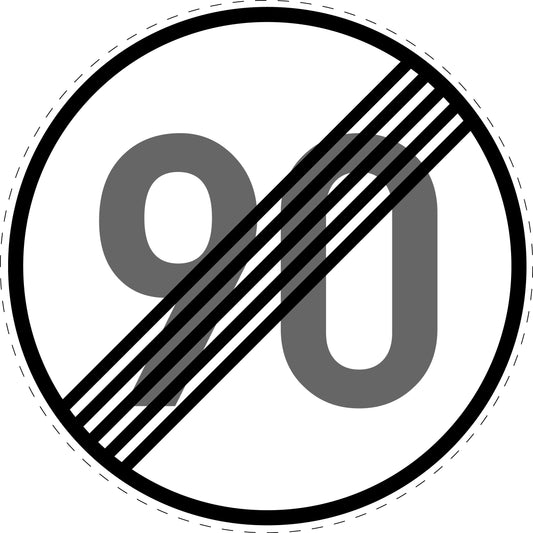 1 pièce panneau de signalisation "Fin de la limitation de vitesse 90 km/h" – 2-15 cm – -F-Verk-278-59