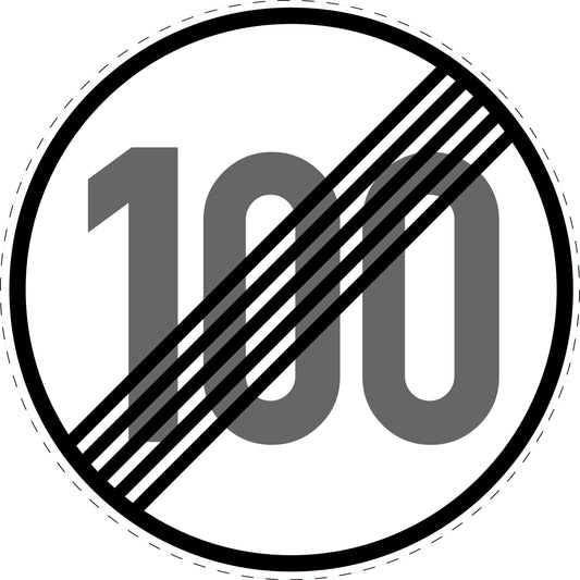 1 pièce panneau de signalisation "Fin de la limitation de vitesse 100 km/h" – 2-15 cm – -F-Verk-278-60