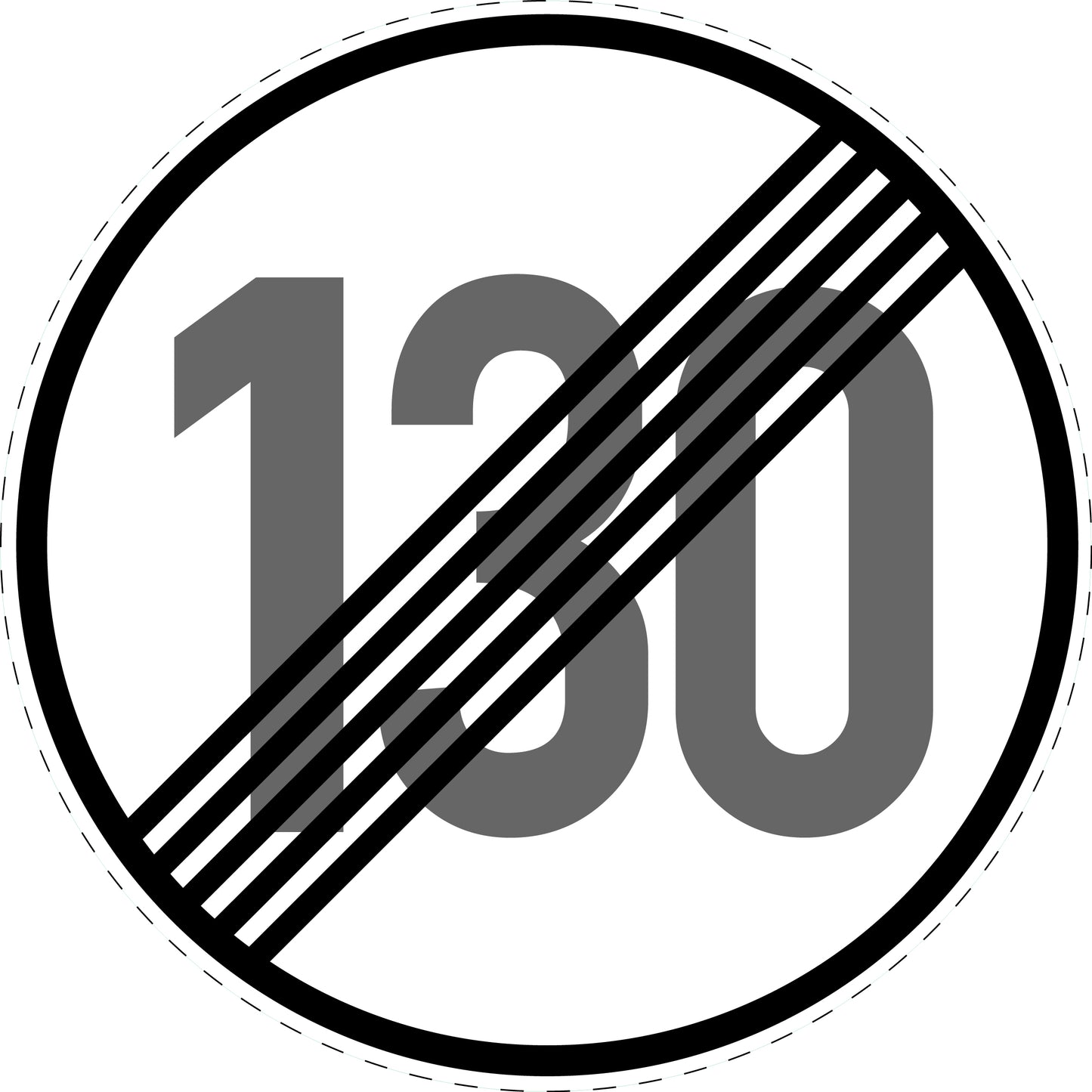 1 pièce panneau de signalisation "Fin de la limitation de vitesse 130 km/h" – 2-15 cm – -F-Verk-278-63