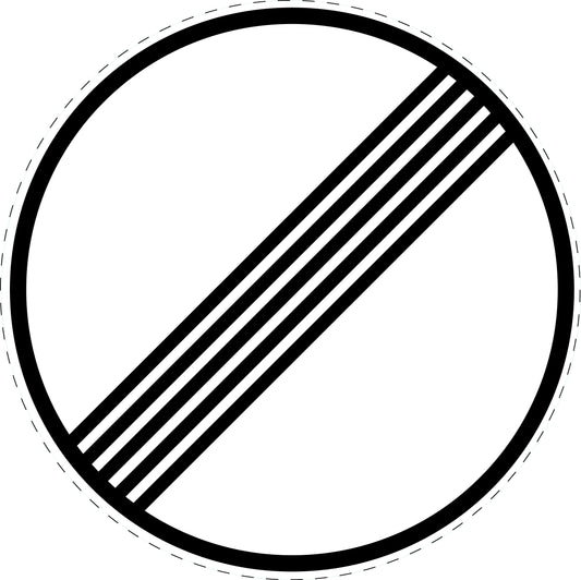 1 pièce panneau de signalisation "Fin de toutes les limitations de vitesse et interdictions de dépassement applicables sur la section" – 20-70 cm – -F-Verk-282