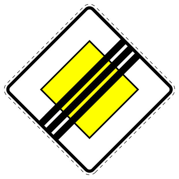 1 pièce de panneau de signalisation "Fin de route prioritaire" 2–15 cm -F-Verk-307