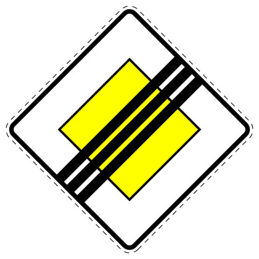 1 pièce de panneau de signalisation "Fin de route prioritaire" 2–15 cm -F-Verk-307