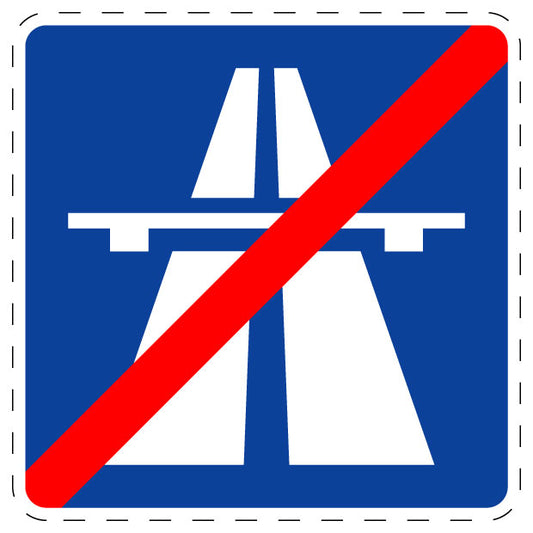 1 pièce de panneau de signalisation "Fin d'autoroute" 20–70 cm F-Verk-334