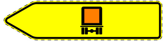 1 pièce de panneau de signalisation "Panneau directionnel pour certains types de trafic, véhicules transportant des matières dangereuses – vers la gauche" 2-15 cm F-Verk-421-11