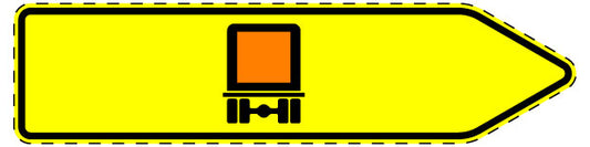 1 pièce de panneau de signalisation "Panneau directionnel pour certains types de trafic, véhicules transportant des matières dangereuses – vers la droite" 20-70 cm F-Verk-421-21