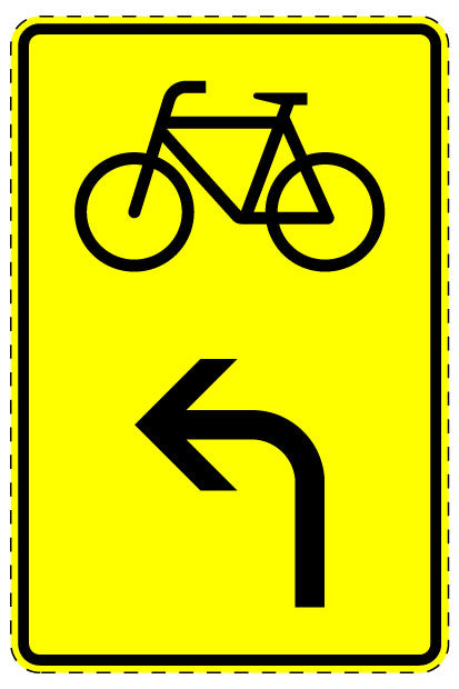 1 pièce de panneau de signalisation "Trafic cycliste – vers la gauche" 2-15 cm F-Verk-442-10