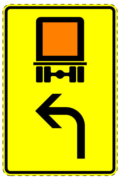 1 pièce de panneau de signalisation "Matières dangereuses – vers la gauche" 2-15 cm F-Verk-442-12