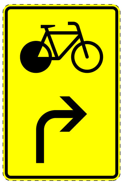 1 pièce de panneau de signalisation "Trafic cycliste – vers la droite" 20-70 cm F-Verk-442-20