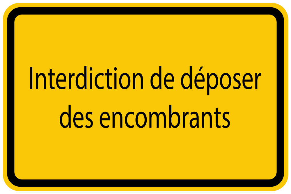 Autocollant de chantier "Interdiction de déposer des encombrants" jaune F-BAU-1240