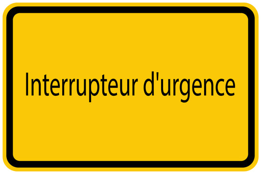 Autocollant de chantier "Interrupteur d'urgence" jaune F-BAU-1500