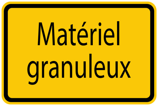 Autocollant de chantier "Matériel granuleux" jaune F-BAU-1520