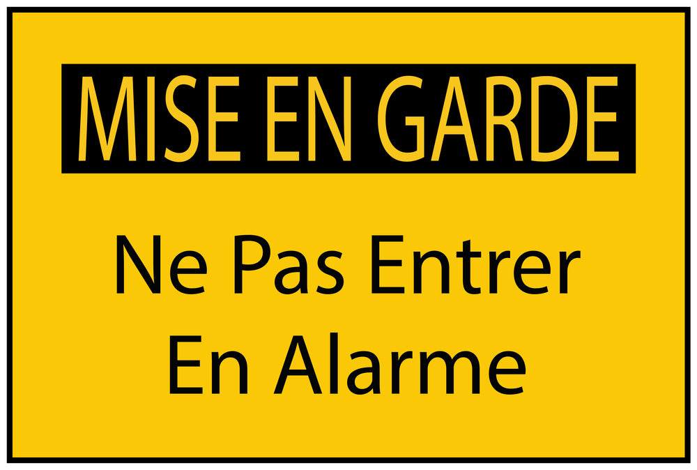 Autocollant de chantier "MISE EN GARDE Ne Pas Entrer En Alarme" jaune F-BAU-1600