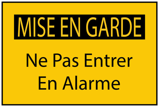 Autocollant de chantier "MISE EN GARDE Ne Pas Entrer En Alarme" jaune F-BAU-1600