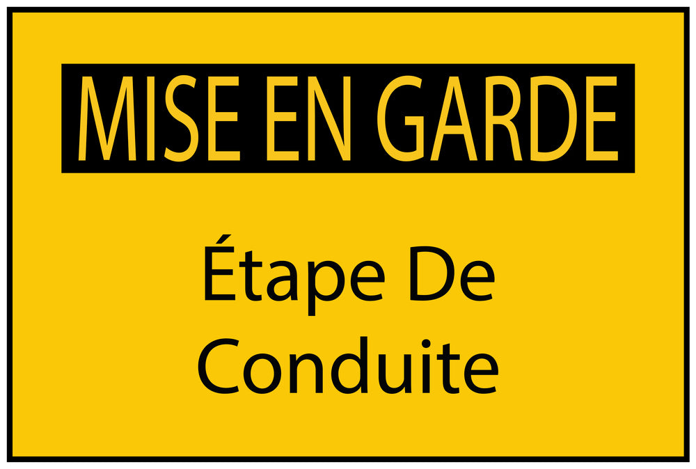 Autocollant de chantier "MISE EN GARDE Étape De Conduite" jaune F-BAU-1640