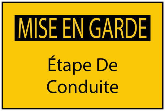 Autocollant de chantier "MISE EN GARDE Étape De Conduite" jaune F-BAU-1640