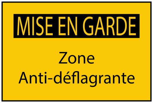 Autocollant de chantier "MISE EN GARDE Zone Anti-déflagrante" jaune F-BAU-1660