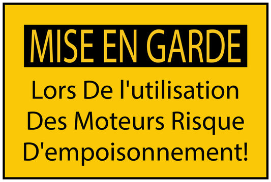 Autocollant de chantier "MISE EN GARDE Lors De l'utilisation Des Moteurs Risque D'empoisonnement!" jaune F-BAU-1670