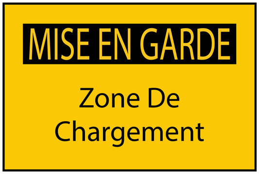 Autocollant de chantier "MISE EN GARDE Zone De Chargement" jaune F-BAU-1690