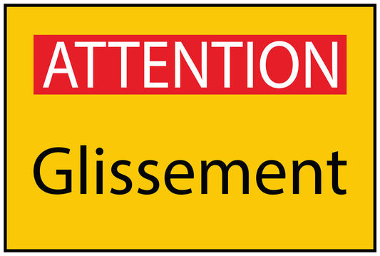 Autocollant de chantier "ATTENTION Glissement" jaune F-BAU-1850