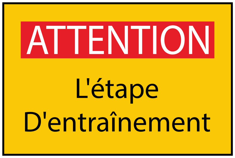 Autocollant de chantier "ATTENTION L'étape D'entraînement" jaune F-BAU-1860