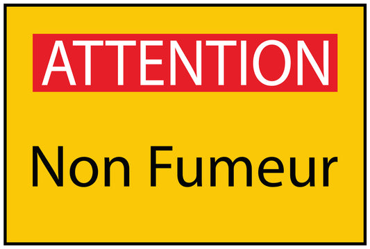 Autocollant de chantier "ATTENTION Non Fumeur" jaune F-BAU-1940