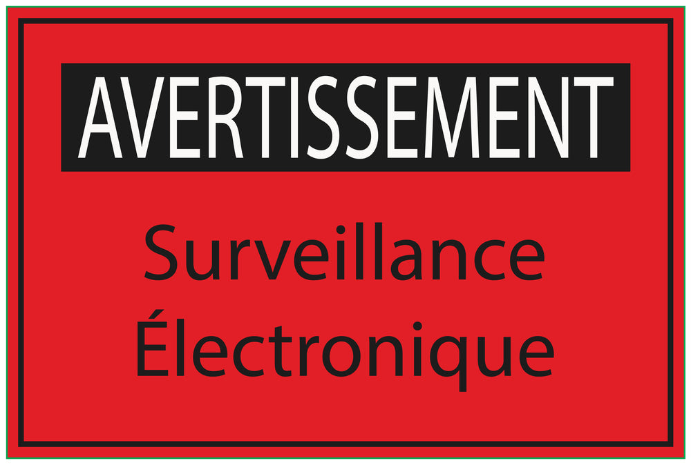 Autocollant de chantier "AVERTISSEMENT Surveillance Électronique"  F-BAU-2040
