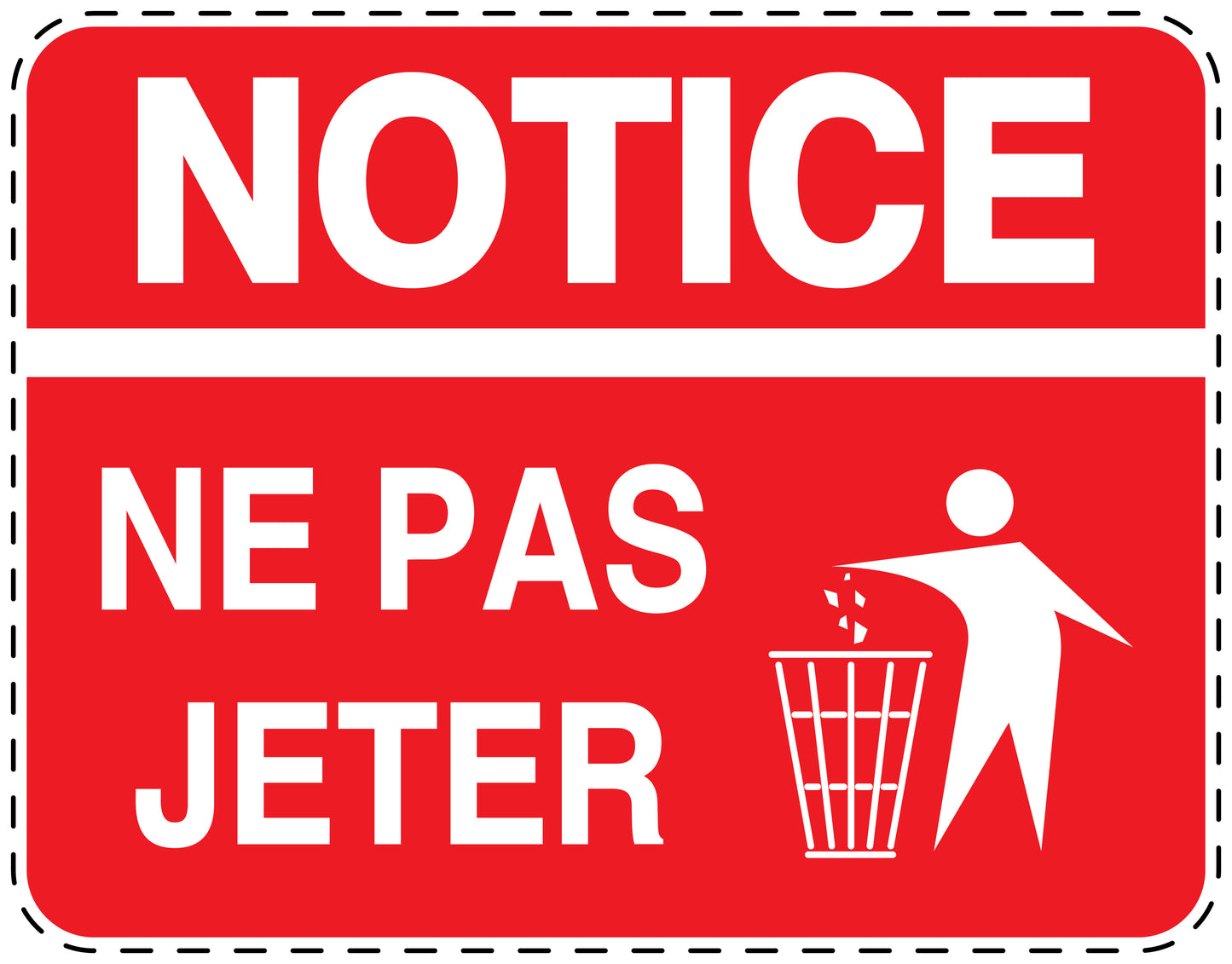 Autocollant de poubelle "NOTICE NE PAS JETER" bleu horizontal F-LITTER-H-10000-14