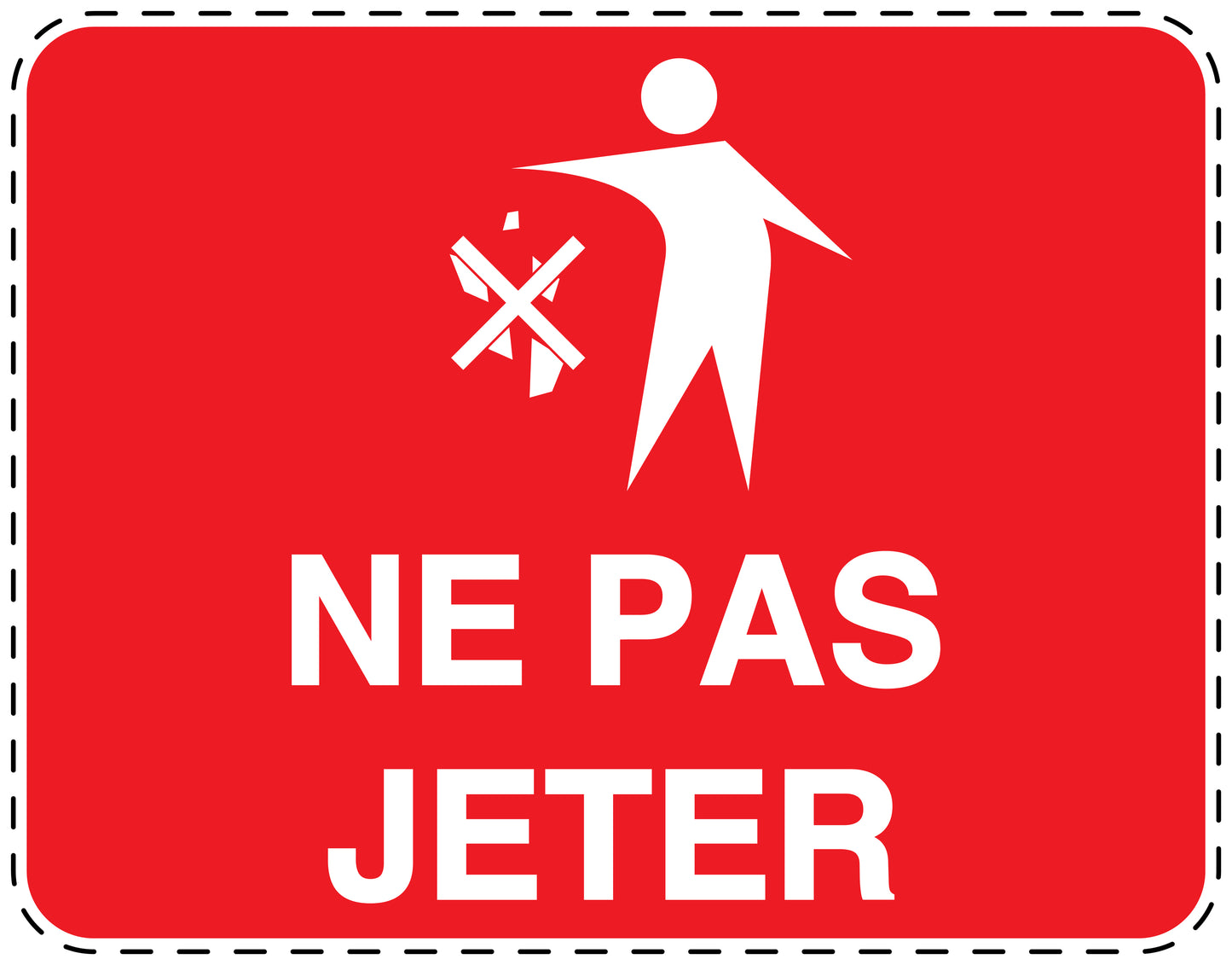 Autocollant de poubelle "NE PAS JETER" bleu horizontal F-LITTER-H-10500-14