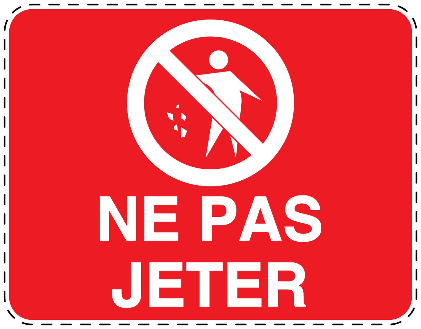 Autocollant de poubelle "NE PAS JETER" bleu horizontal F-LITTER-H-10700-14