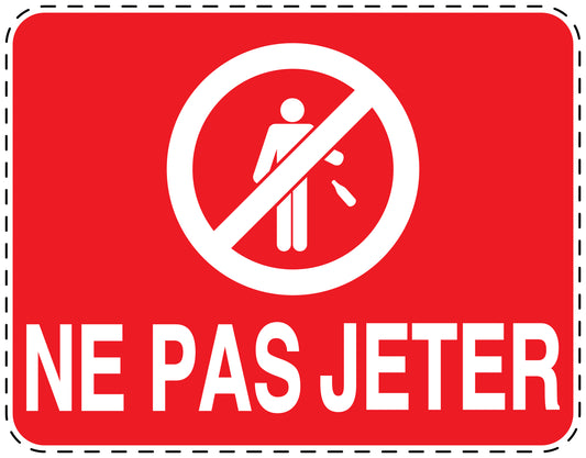 Autocollant de poubelle "NE PAS JETER" bleu horizontal F-LITTER-H-10800-14