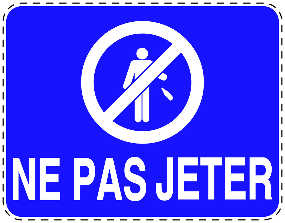 Autocollant de poubelle "NE PAS JETER" bleu horizontal F-LITTER-H-10800-44