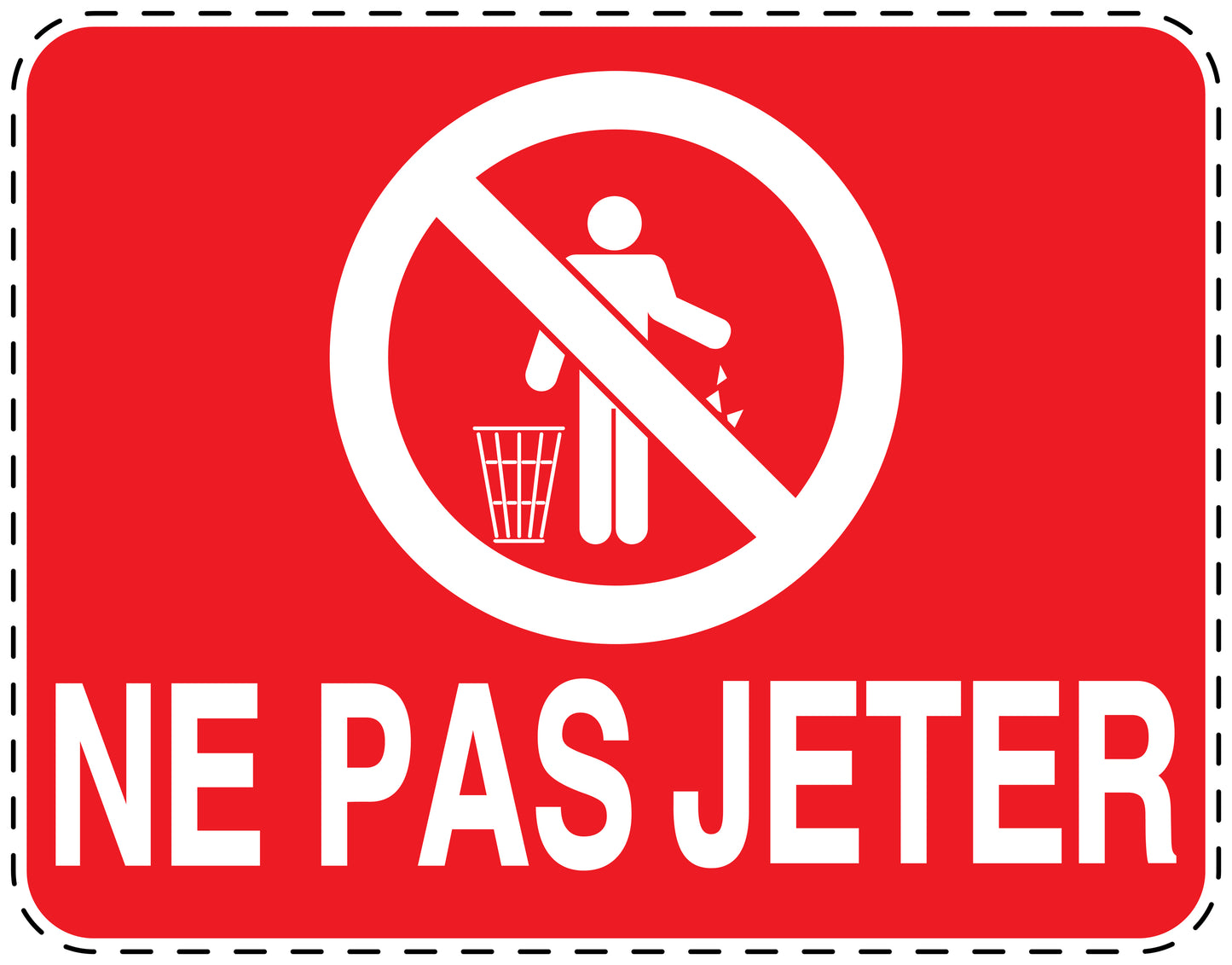 Autocollant de poubelle "NE PAS JETER" bleu horizontal F-LITTER-H-10900-14