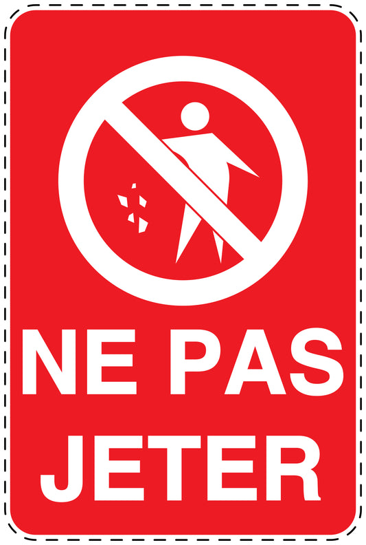 Autocollant de poubelle "NE PAS JETER" bleu Vertical F-LITTER-V-10700-14