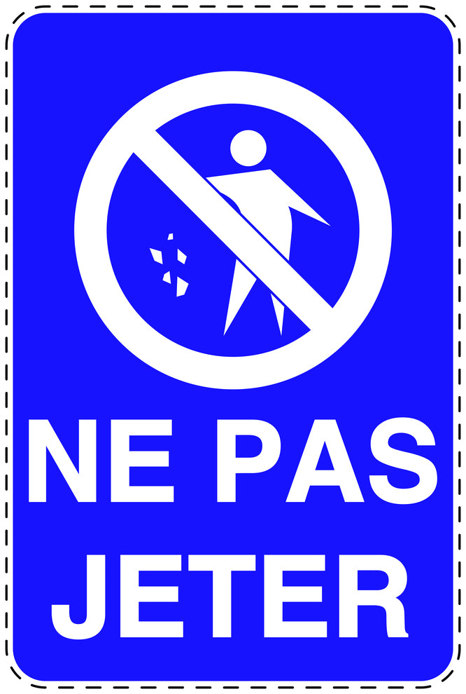 Autocollant de poubelle "NE PAS JETER" bleu Vertical F-LITTER-V-10700-44