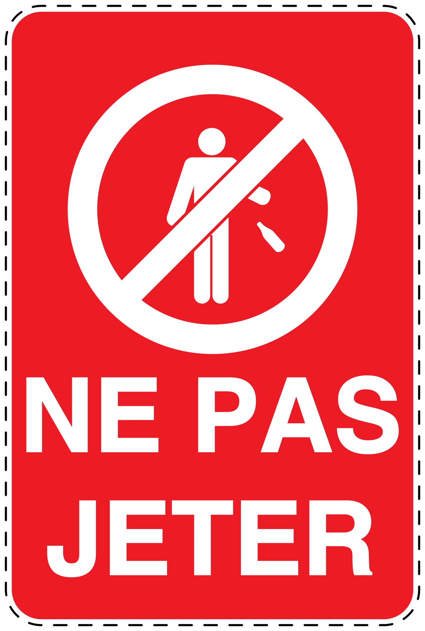 Autocollant de poubelle "NE PAS JETER" bleu Vertical F-LITTER-V-10800-14