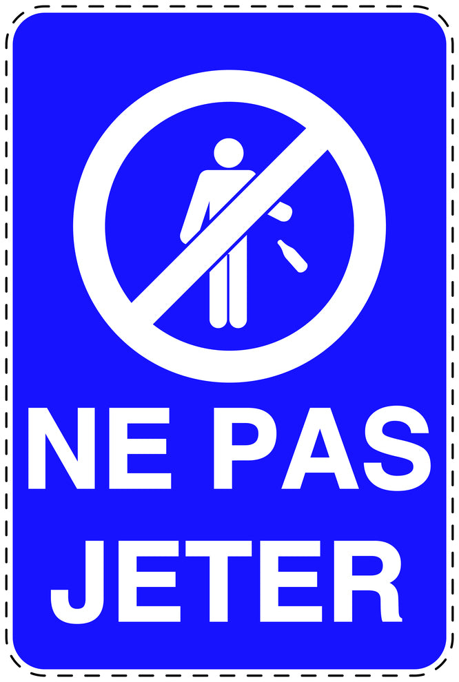 Autocollant de poubelle "NE PAS JETER" bleu Vertical F-LITTER-V-10800-44