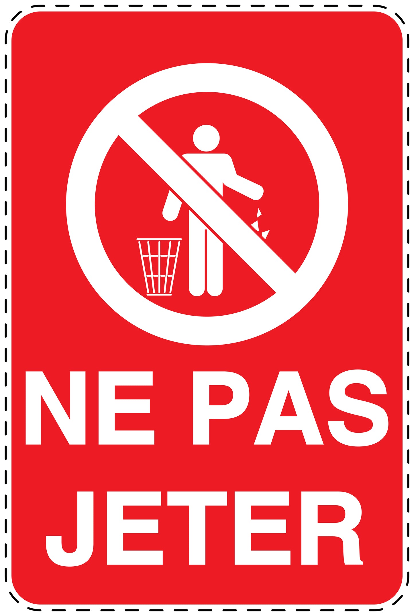 Autocollant de poubelle "NE PAS JETER" bleu Vertical F-LITTER-V-10900-14
