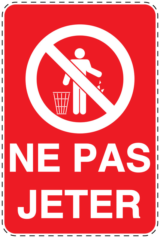 Autocollant de poubelle "NE PAS JETER" bleu Vertical F-LITTER-V-10900-14